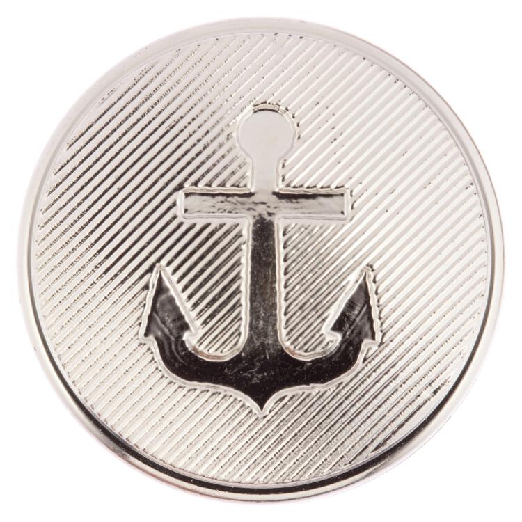 Maritimer Kunststoffknopf in Silber mit Anker-Motiv 15mm
