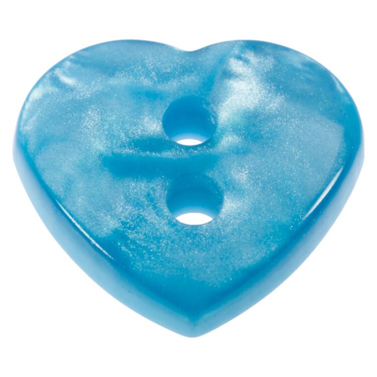 Herzknopf aus Kunststoff in Hellblau 13mm