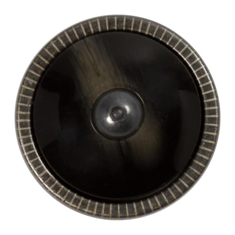 Schwarzer Ösenknopf mit Metallrand  18mm