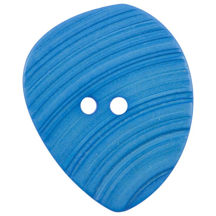 Tropfenförmiger Kunststoffknopf mit gerillter Oberfläche in Hellblau 28mm