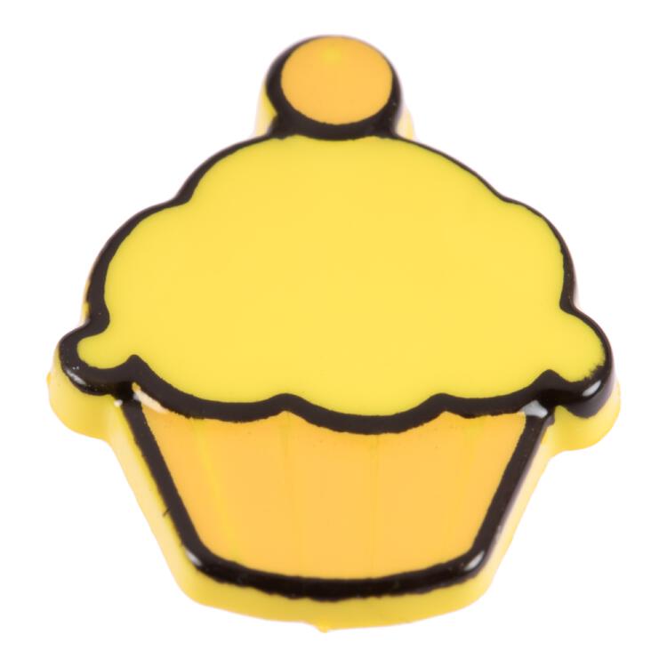 Kinderknopf - gelber Cupcake aus Kunststoff 15mm