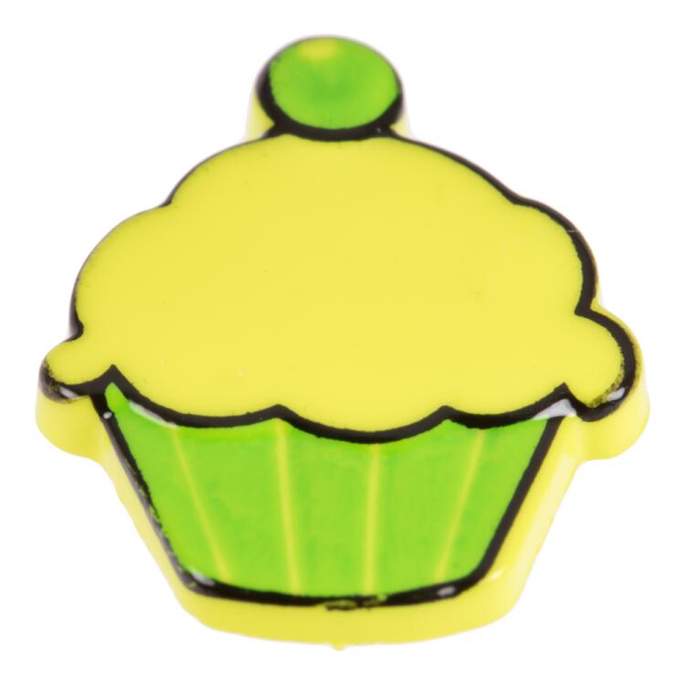 Kinderknopf - grüner Cupcake aus Kunststoff 15mm
