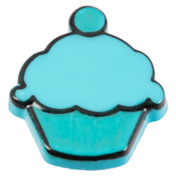 Kinderknopf - blauer Cupcake aus Kunststoff