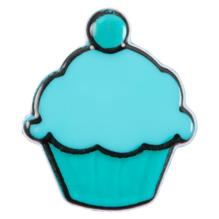 Kinderknopf - blauer Cupcake aus Kunststoff 15mm