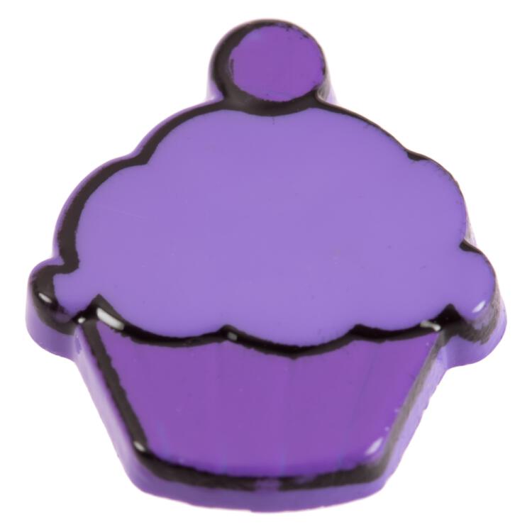 Kinderknopf - lilafarbiger Cupcake aus Kunststoff 15mm
