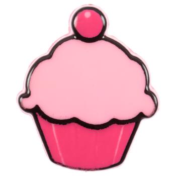 Kinderknopf - rosaner Cupcake aus Kunststoff