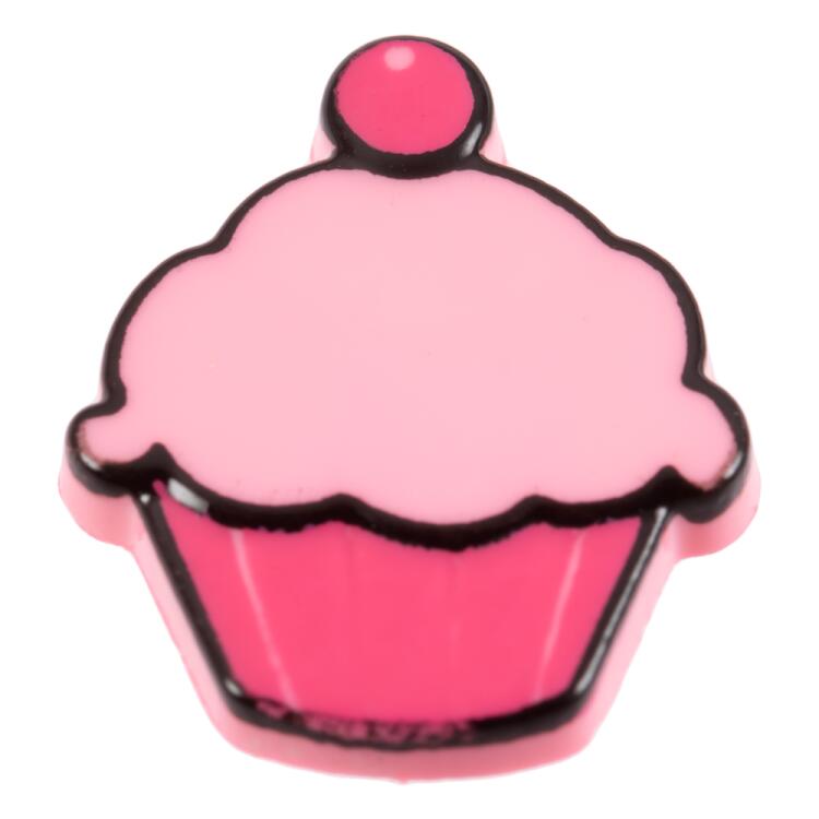 Kinderknopf - rosafarbiger Cupcake aus Kunststoff 15mm
