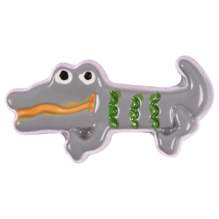 Kinderknopf - grauer Krokodil aus Kunststoff 18mm
