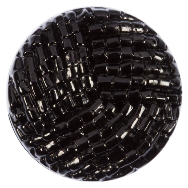 Schwarzer Kunststoffknopf in glänzender Perlenstickerei-Optik
