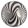Metallknopf mit abstraktem Muster von gewellten Streifen in Schwarz-Silber
