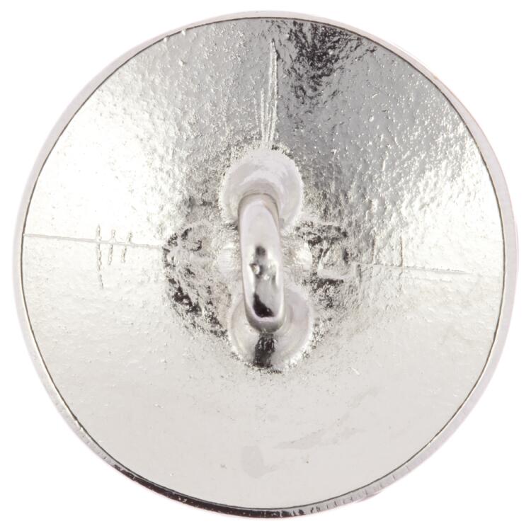 Metallknopf mit abstraktem Muster von gewellten Streifen in Schwarz-Silber 34mm