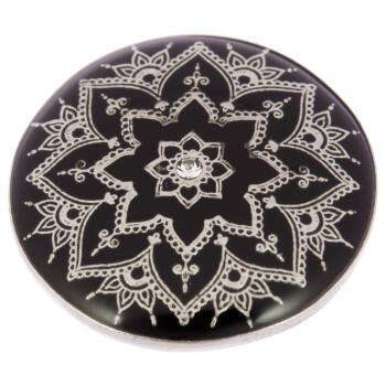 Metallknopf mit Oriental-Motiv in Schwarz-Silber...