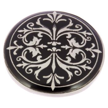 Metallknopf mit Oriental-Motiv in Schwarz-Silber