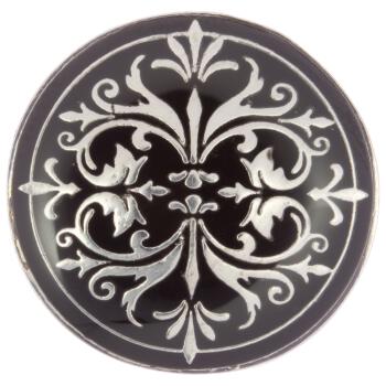 Metallknopf mit Oriental-Motiv in Schwarz-Silber