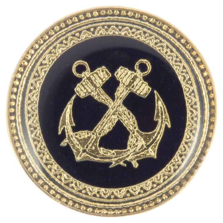 Maritimer Metallknopf mit Anker-Motiv in Marineblau-Gold