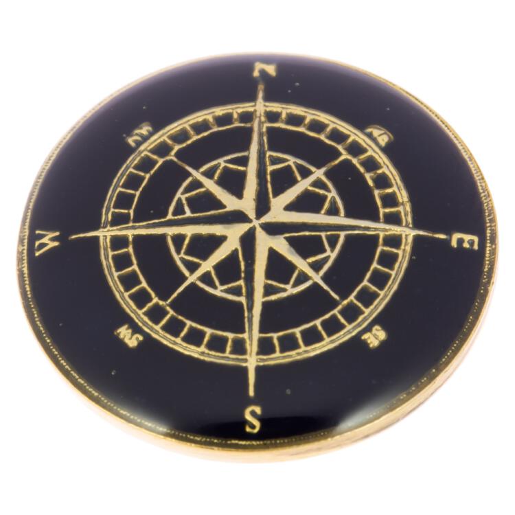 Maritimer Metallknopf mit Kompass-Motiv in Marineblau-Gold