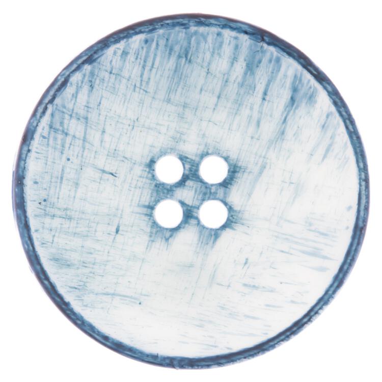 Leichter Kunststoffknopf in Jeansblau-Weiß 34mm