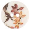 Weißer Perlmuttknopf mit floralem Motiv in Braun