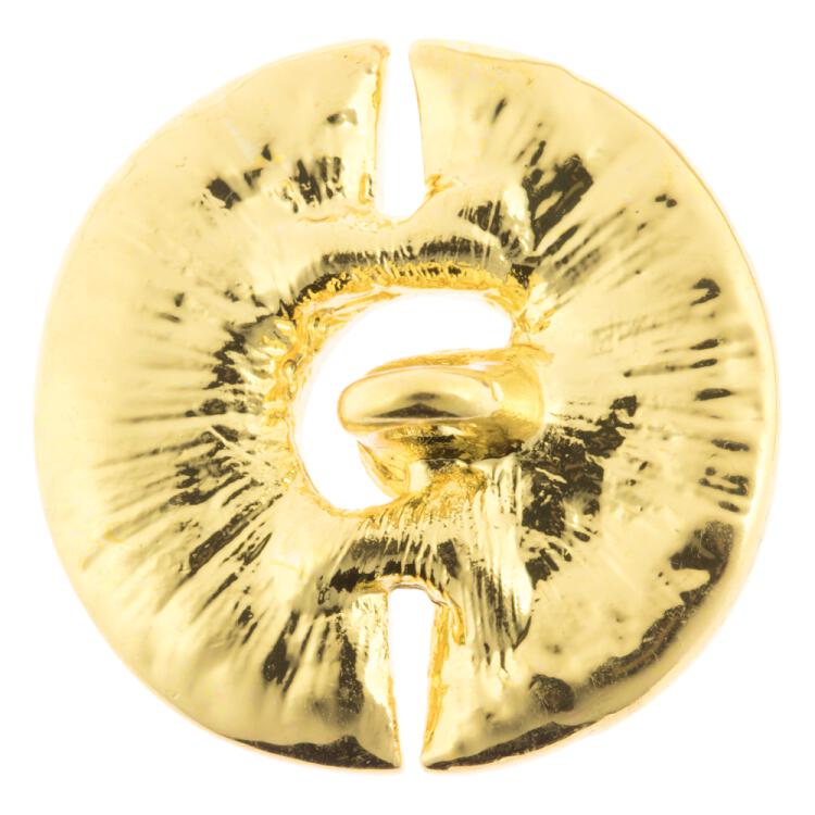 Metallknopf in Gold mit Strass und zweitöniger Füllung in Braun 25mm