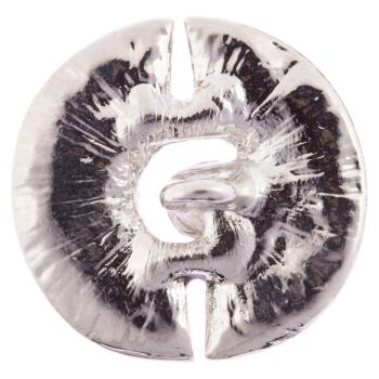 Metallknopf in Silber mit Strass und zweitöniger Füllung in Grau