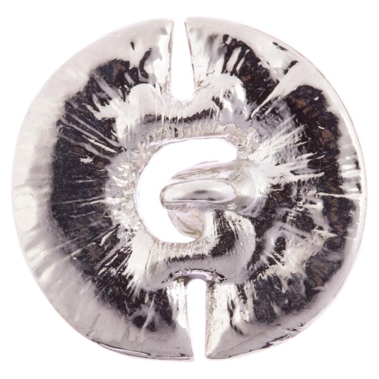 Metallknopf in Silber mit Strass und zweitöniger Füllung in Grau 25mm
