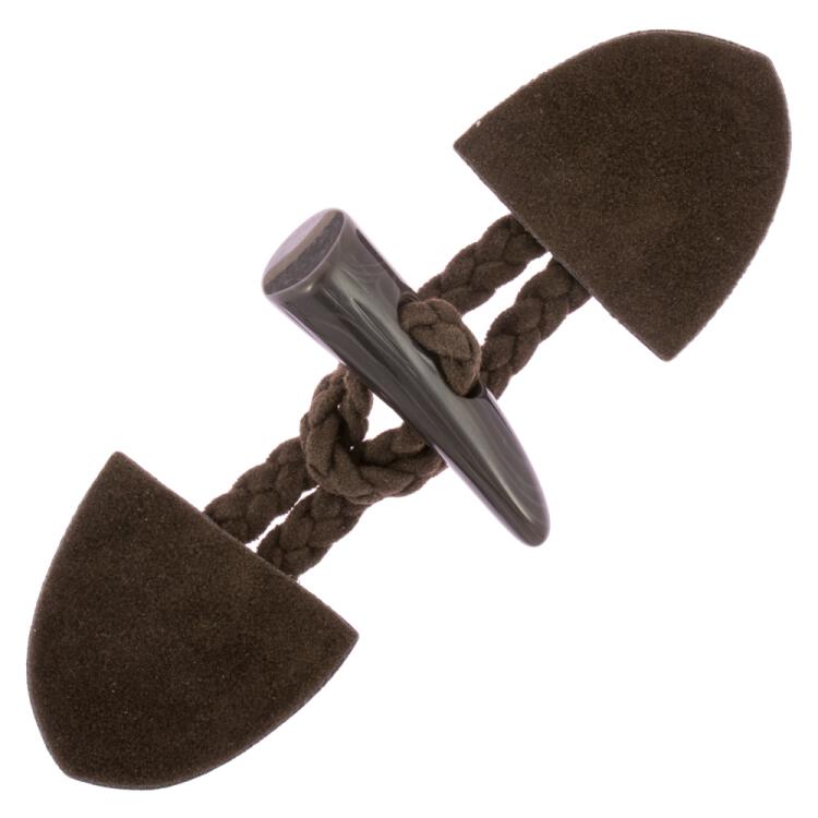 Dufflecoat Verschluss in Wildlederoptik dunkelbraun mit Kunststoffknebel