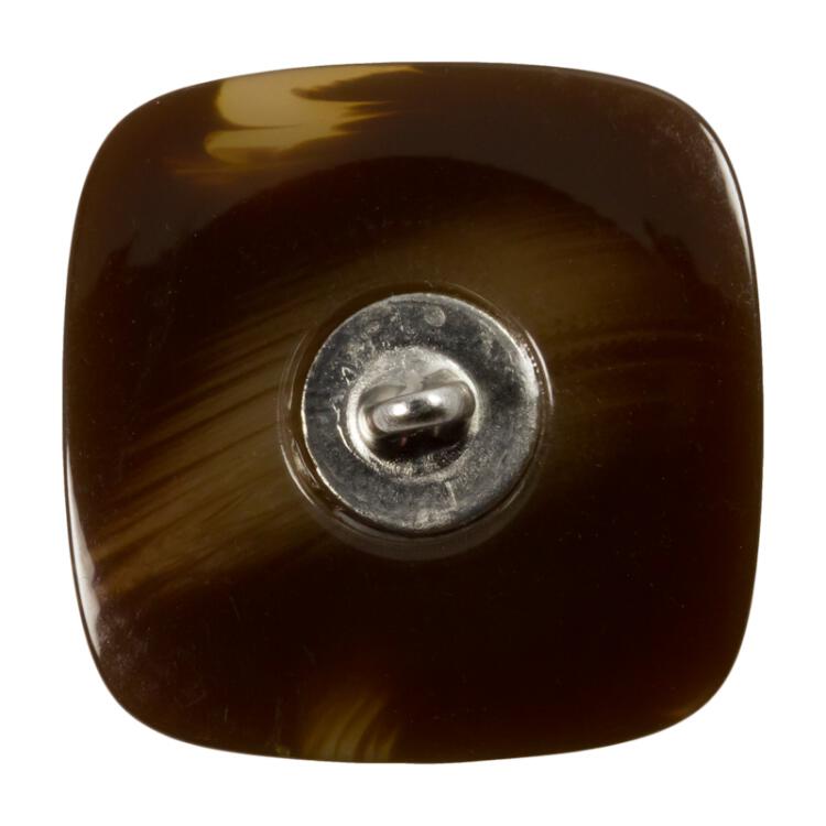 Brauner Kunststoffknopf quadratisch mit runden Ecken 23mm