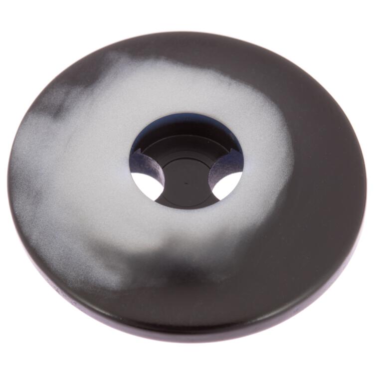 Designer Kunststoffknopf in Perlmuttoptik grau-schwarz 23mm
