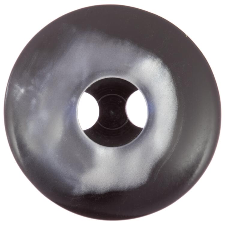 Designer Kunststoffknopf in Perlmuttoptik grau-schwarz 23mm