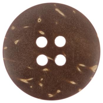Brauner Kokosnussknopf mit schwarzer Lackierung in der Mitte
