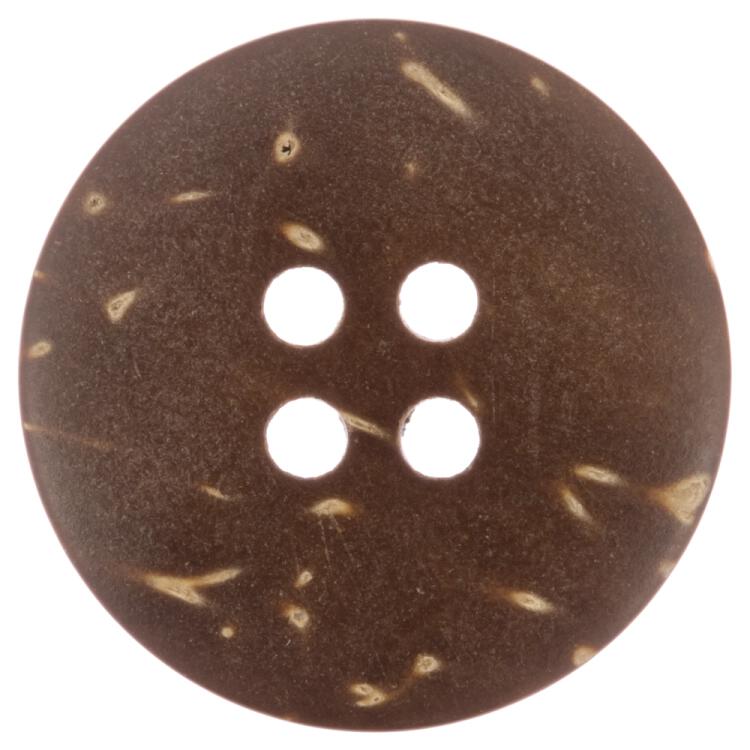 Brauner Kokosnussknopf mit schwarzer Lackierung in der Mitte 20mm
