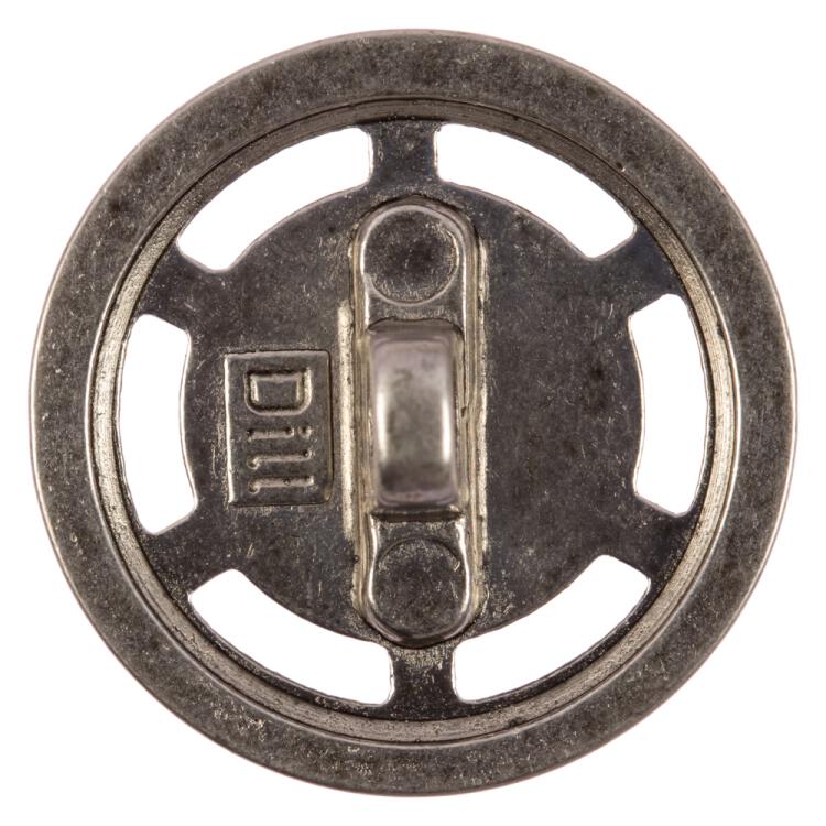 Steampunk Knopf aus Metall mit Totenkopf im Zahnrad silber 30mm