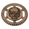 Steampunk Knopf aus Metall mit Totenkopf im Zahnrad messing