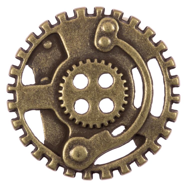 Steampunk Knopf aus Metall in Zahnradform Messing