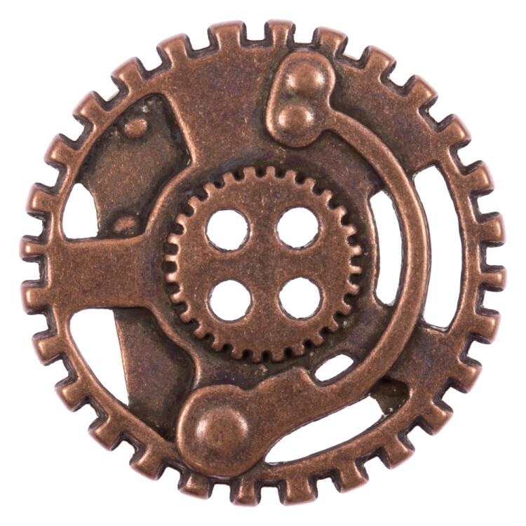 Steampunk Knopf aus Metall in Zahnradform Kupfer