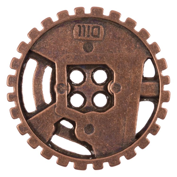 Steampunk Knopf aus Metall in Zahnradform Kupfer 23mm