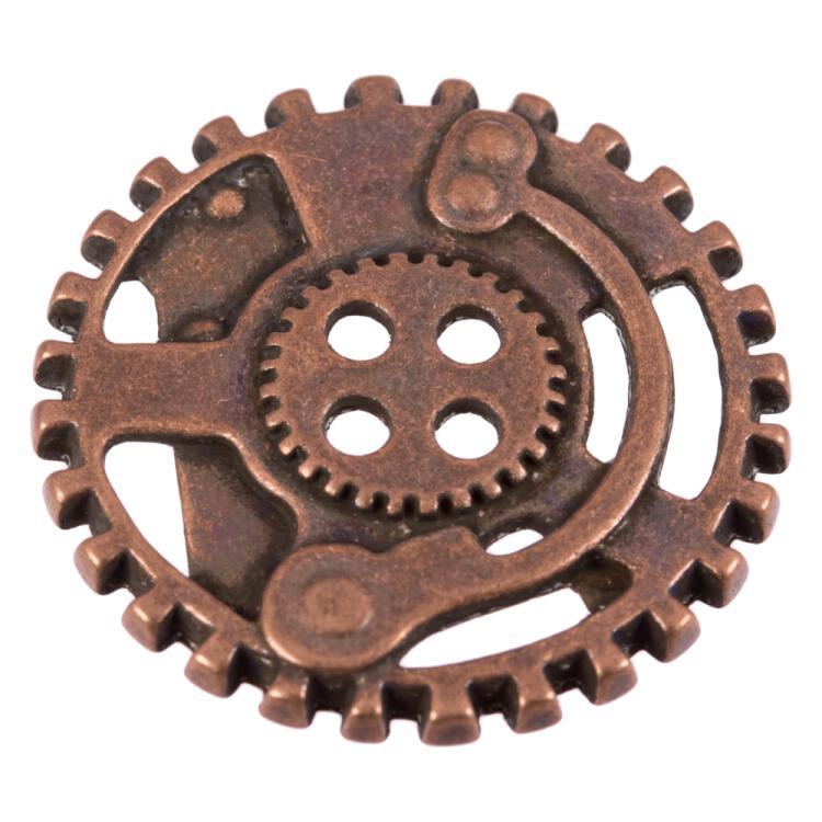 Steampunk Knopf aus Metall in Zahnradform Kupfer 30mm