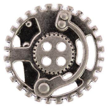 Steampunk Knopf aus Metall in Zahnradform silber