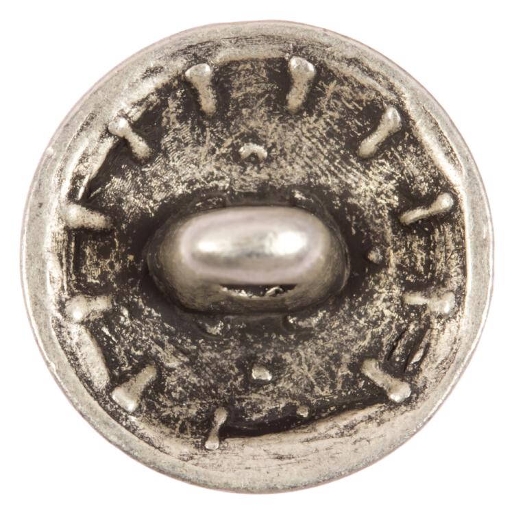 Metallknopf gewölbt mit Wappen-Motiv in Altsilber 15mm