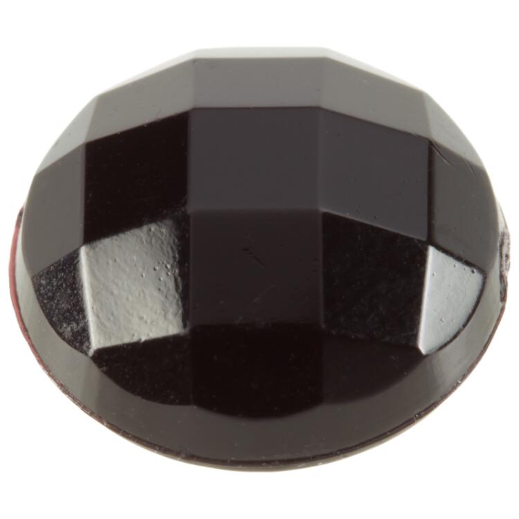 Schwarzer Blusenknopf aus Kunststoff in Halbkugelform facettiert 11mm