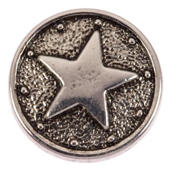 Kunststoffknopf in Silber mit Stern-Motiv