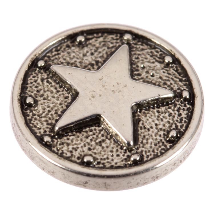 Kunststoffknopf in Silber mit Stern-Motiv 12mm