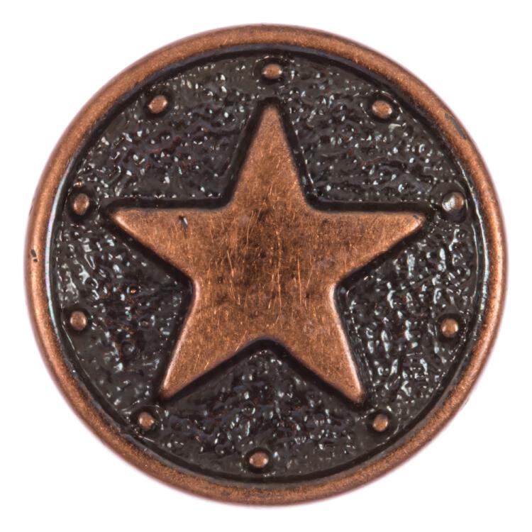 Kunststoffknopf in Kupfer mit Stern-Motiv