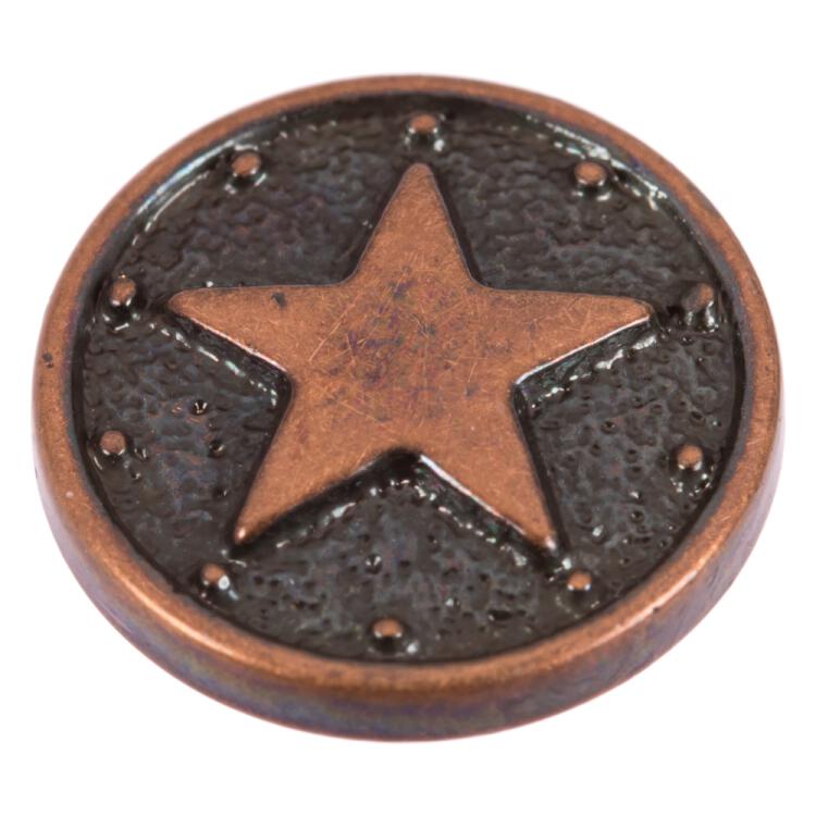 Kunststoffknopf in Kupfer mit Stern-Motiv 12mm