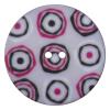 Leichter Kunststoffknopf in Grau mit farbigen Kreisen