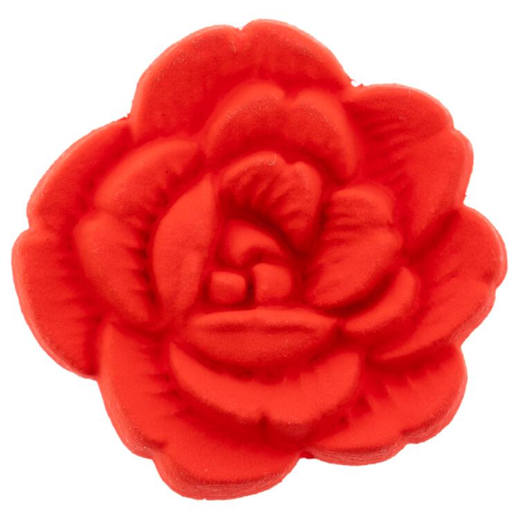 Zierknopf-Rosenblüte in Veloursoptik rot 34mm