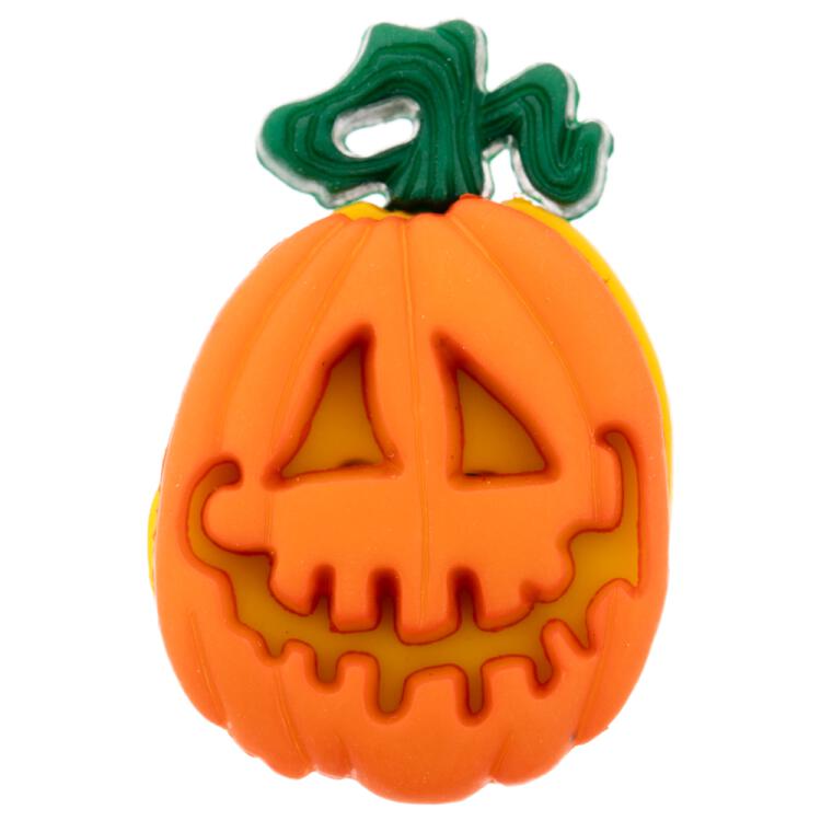 Kinderknopf - lächelnder Halloween-Kürbis in Orange 23mm