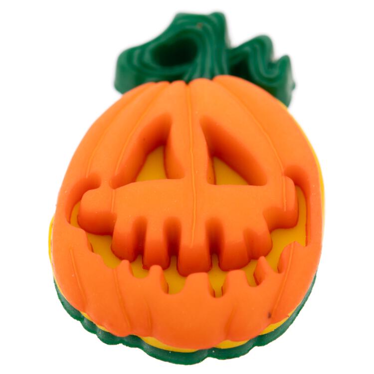 Kinderknopf - lächelnder Halloween-Kürbis in Orange 23mm