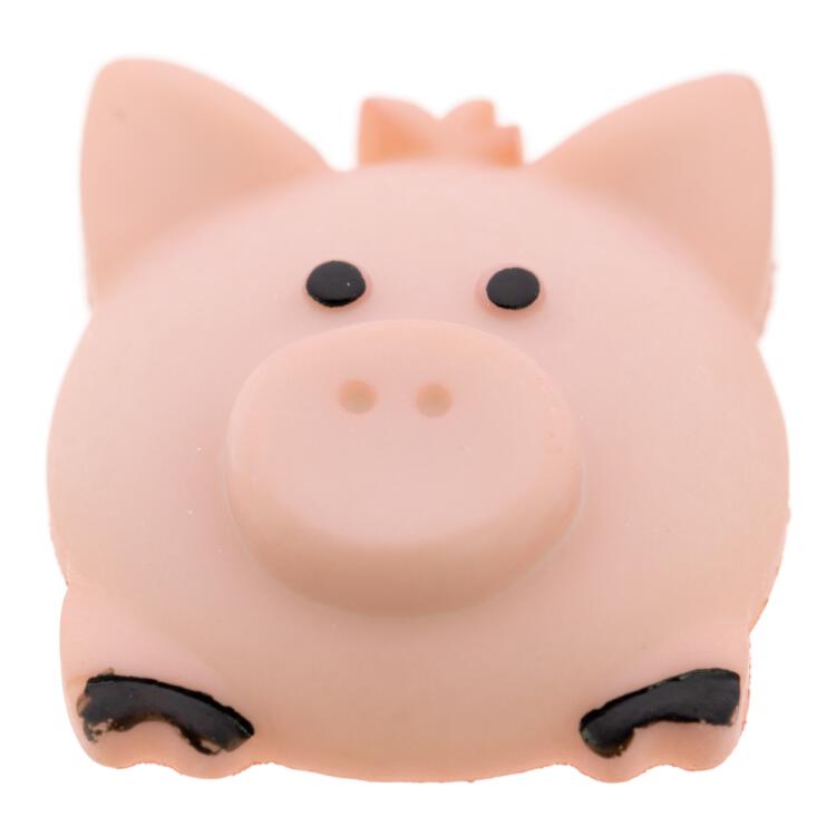 Kinderknopf - fröhliches Schweinchen Piggy in Hellrosa 23mm