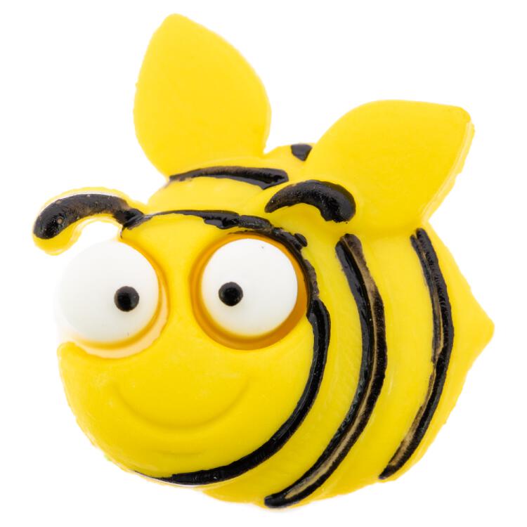 Kinderknopf -  fleißige Biene in Schwarz-Gelb 20mm